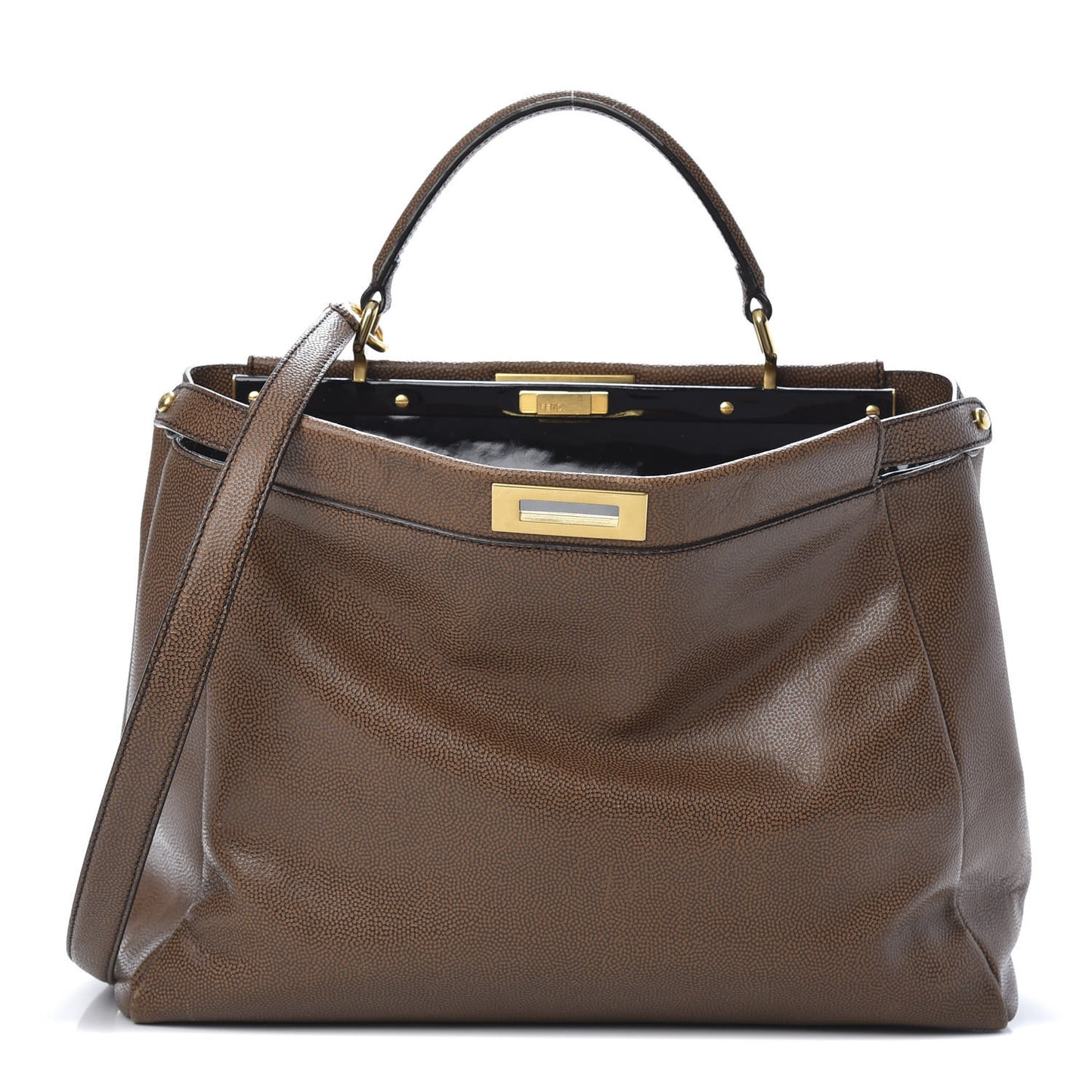 Patent Large Peekaboo Iconic Satchel Brown