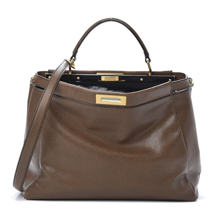 Fendi Patent Large Peekaboo Iconic Satchel Brown 1 of 17