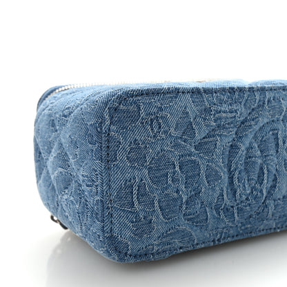 Chanel Denim Quilted Sweetheart Small Vanity Case With Chain Blue 9 of 11