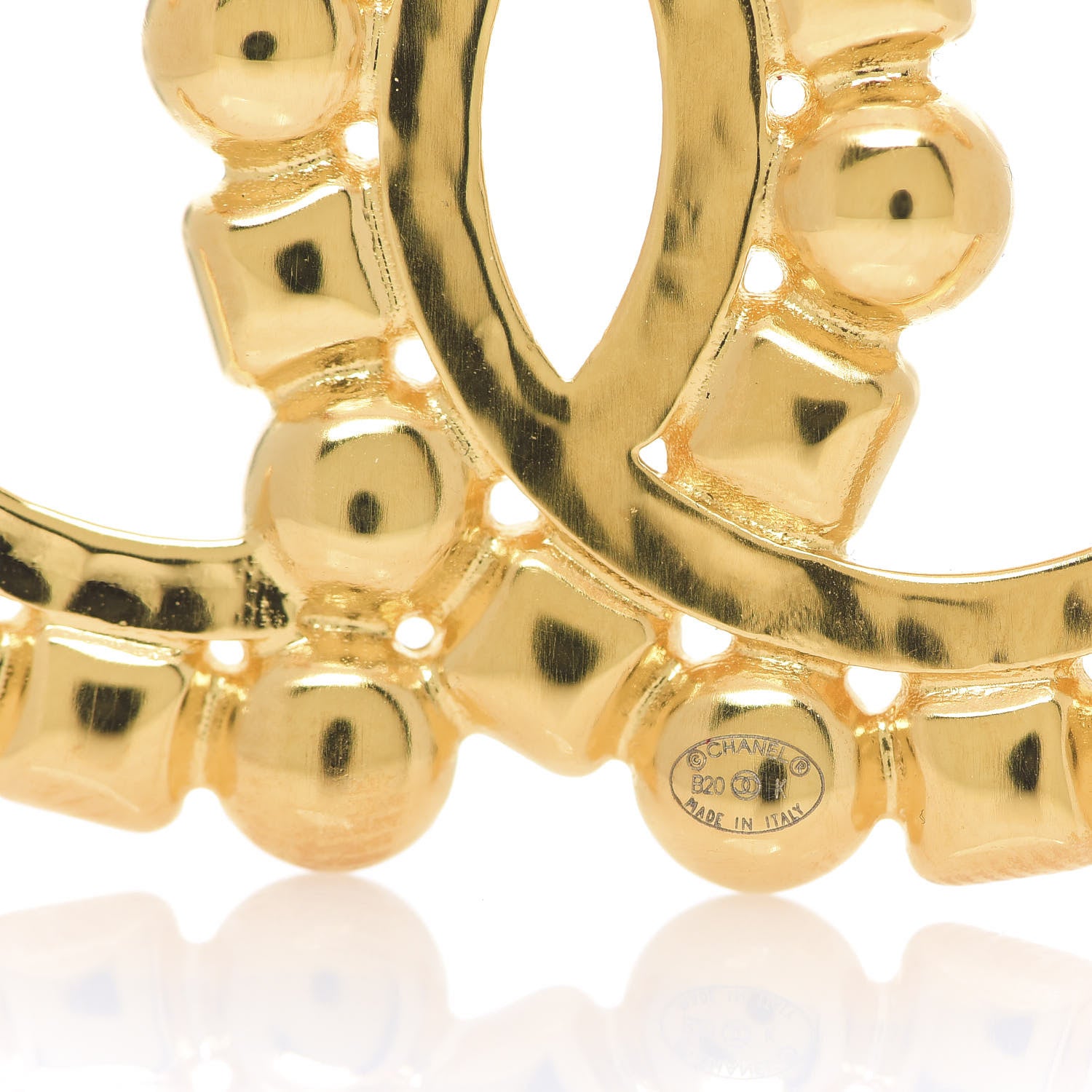 Chanel Metal Crystal Pearl CC Crystal Brooch Gold 3 of 3