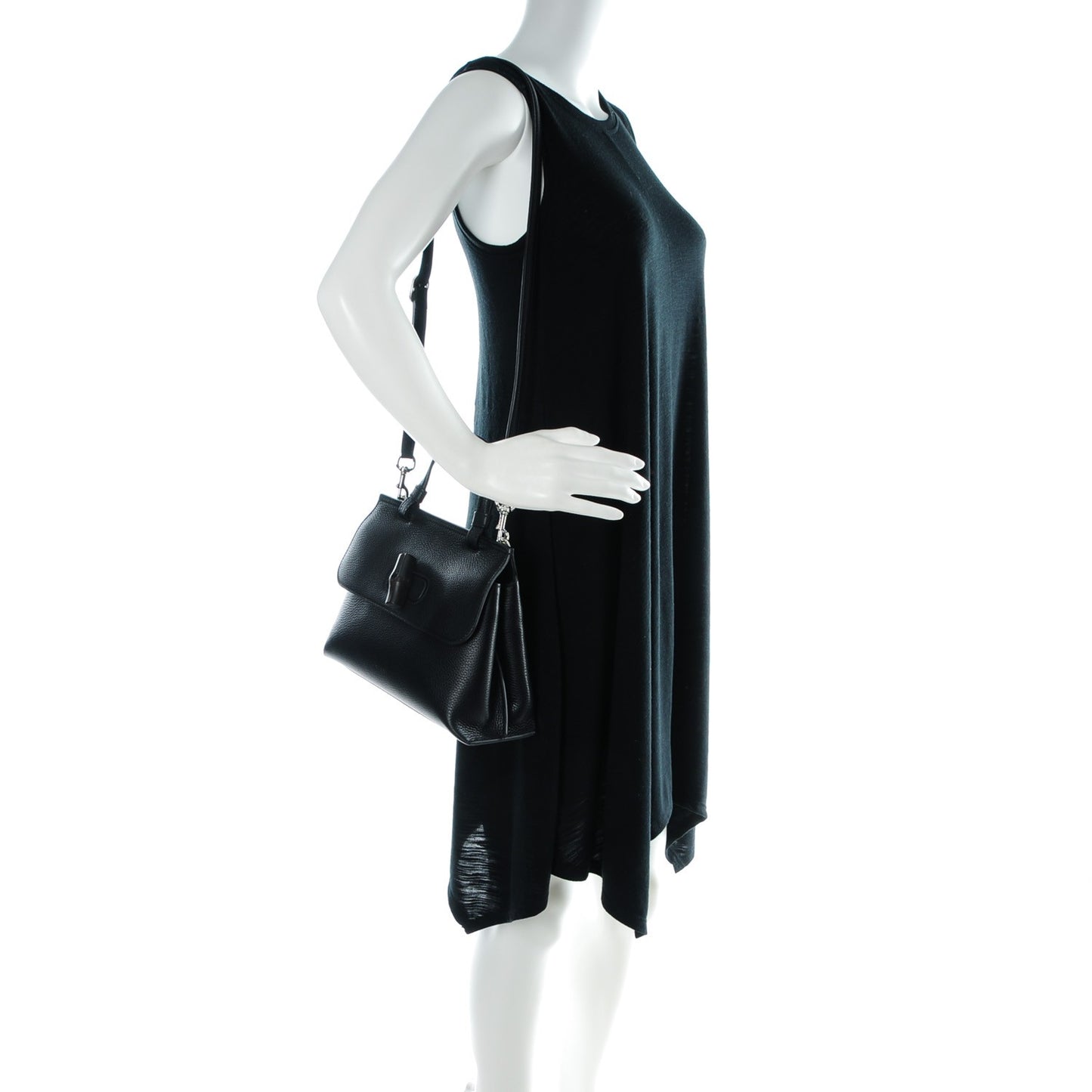 Cellarius Calfskin Small Bamboo Daily Top Handle Bag Black