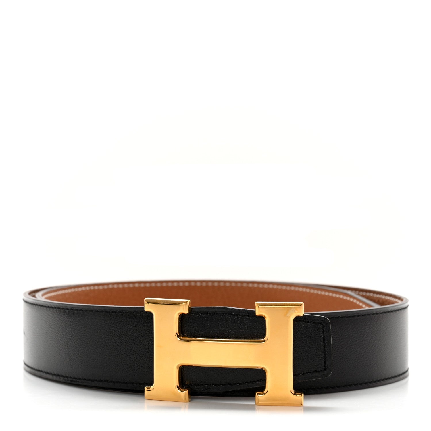 Hermes 135 Togo 32mm H Belt 75/30 Black Gold 1 of 8