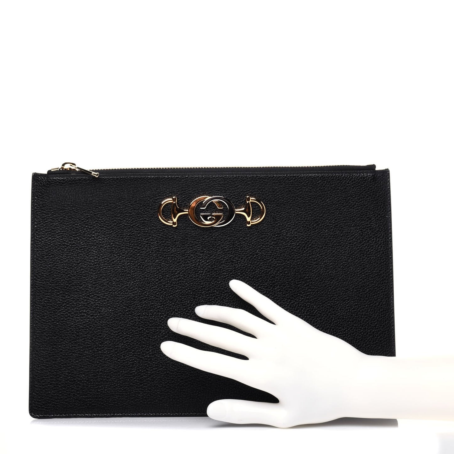 Grainy Calfskin Zumi Pouch Black