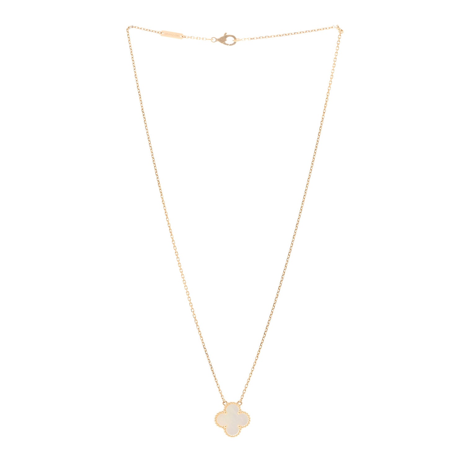Van Cleef & Arpels 18K Yellow Gold Mother of Pearl Vintage Alhambra Pendant Necklace 3 of 5