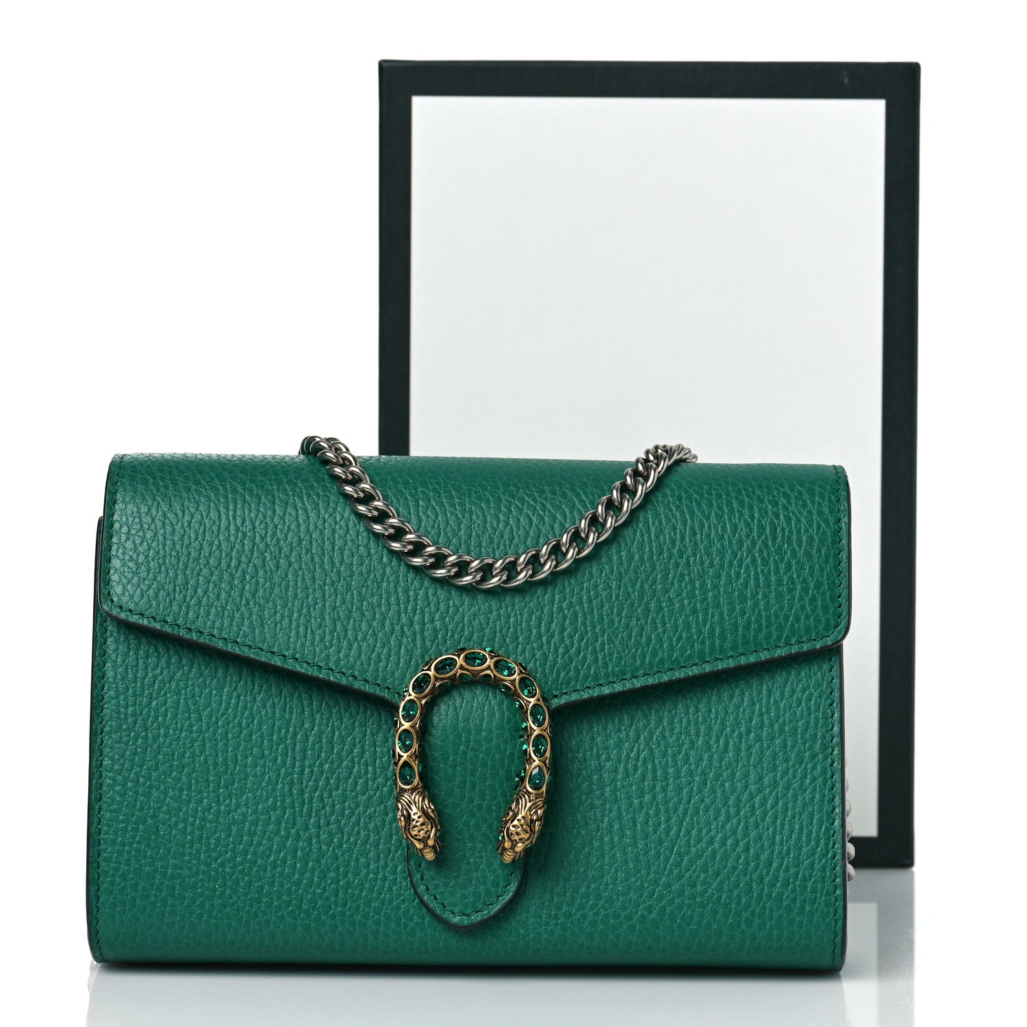 Gucci Calfskin Mini Dionysus Chain Wallet Emerald 9 of 9