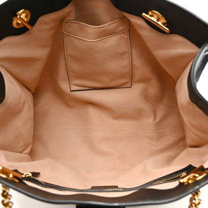 Gucci GG Supreme Monogram Bees Medium Padlock Tote Beige Oro Black 5 of 11