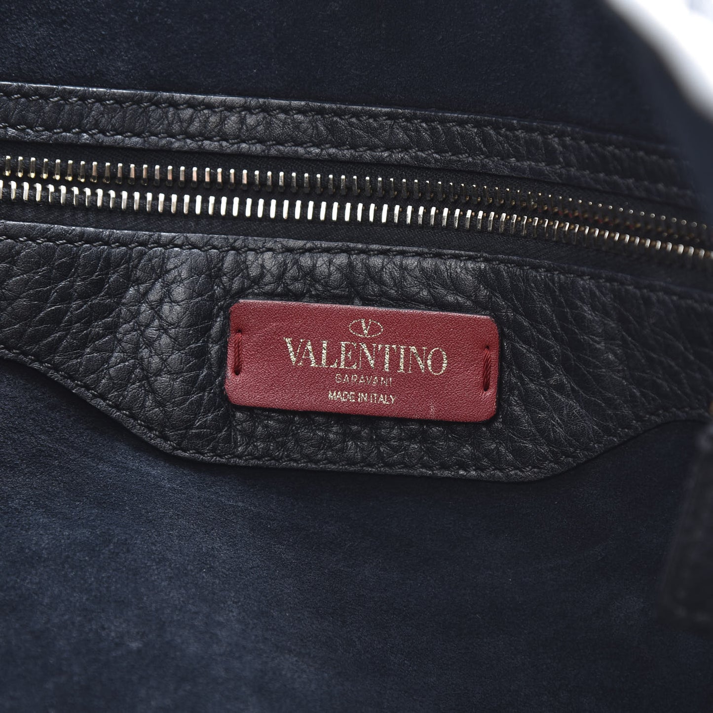 Grained Calfskin Rockstud Shoulder Tote Black