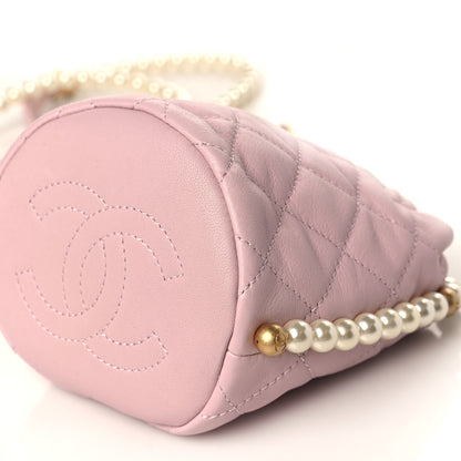 Chanel Calfskin Quilted Pearl Mini About Pearls Drawstring Bucket Light Pink 9 of 9