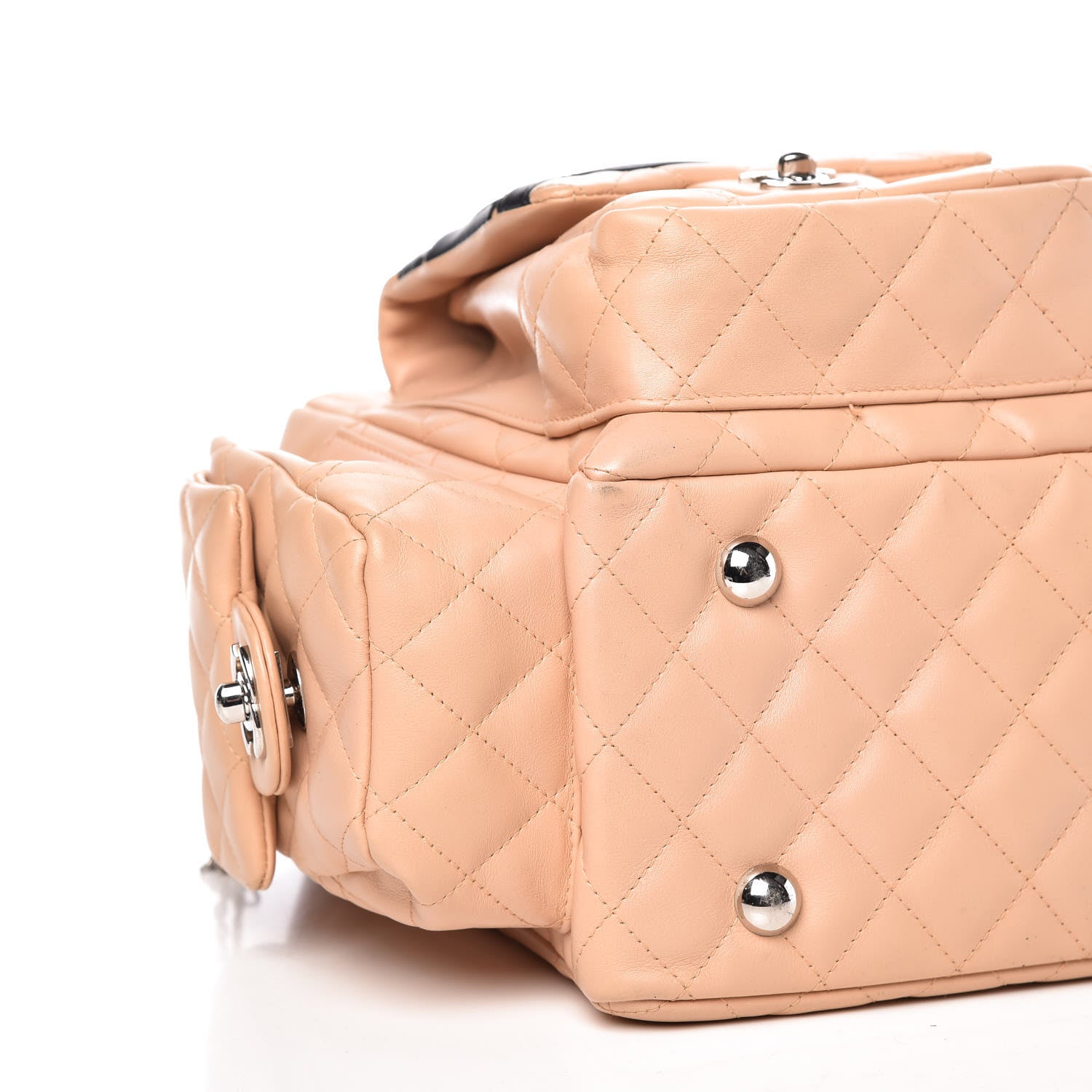 Chanel Calfskin Quilted Large Cambon Multipocket Reporter Beige Black 8 of 10