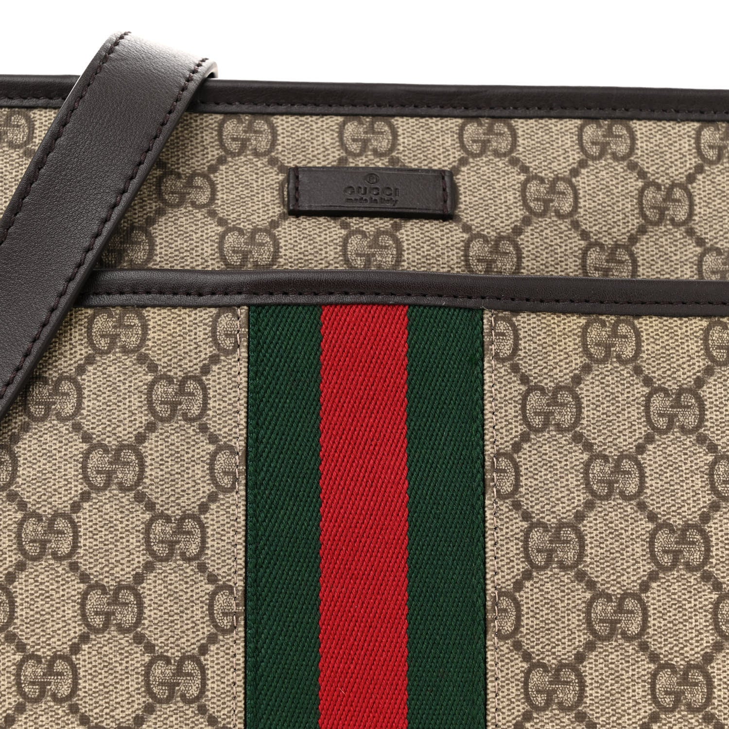 Gucci GG Supreme Monogram Web Flat Messenger Bag Dark Brown 8 of 10