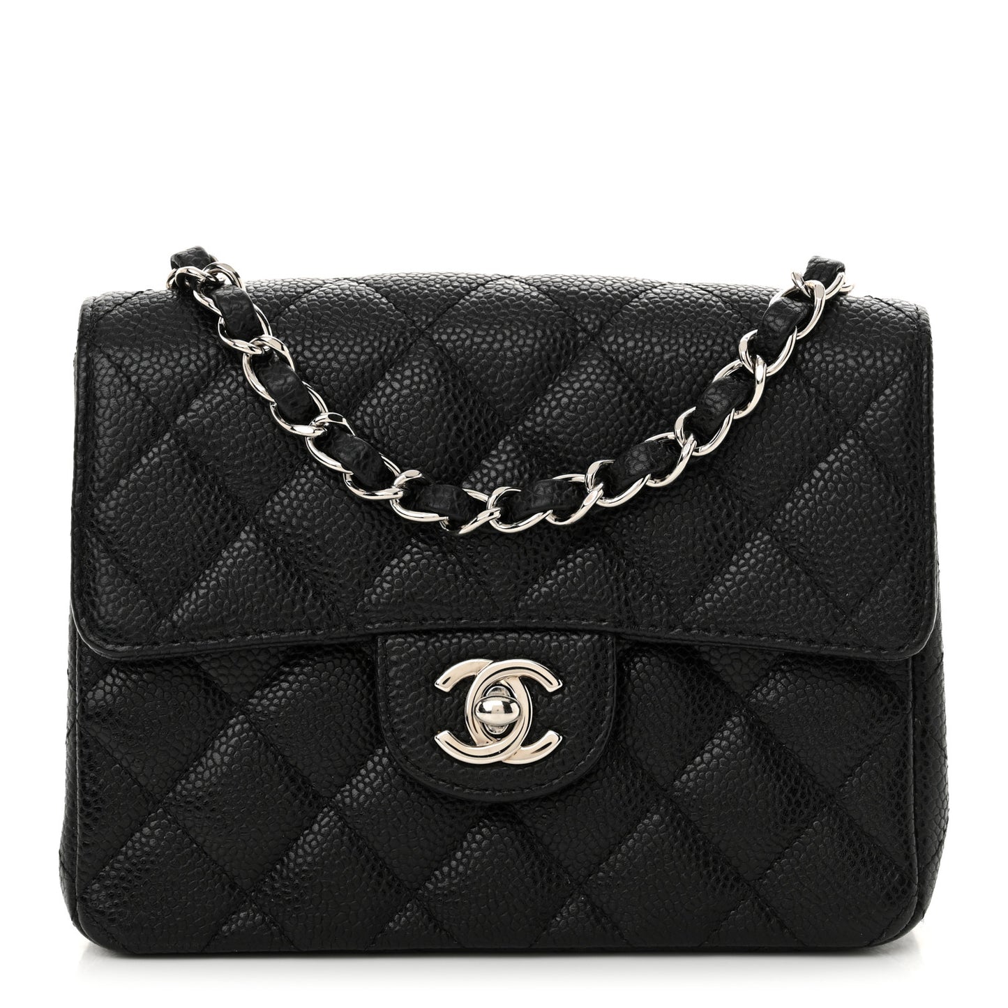 Caviar Quilted Mini Square Flap Black
