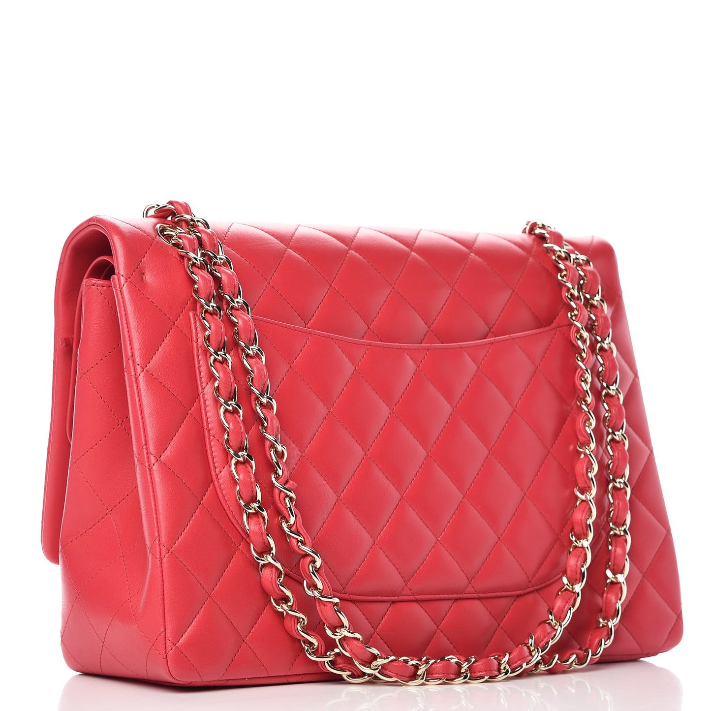 Lambskin Quilted Maxi Double Flap Red