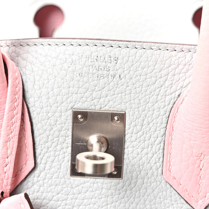 Hermes Togo Horseshoe Birkin 25  Bleu Pale Rose Sakura 6 of 11