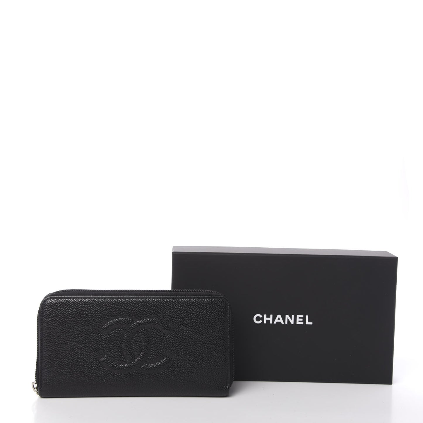 Caviar Large Timeless CC Zip Around Wallet Black