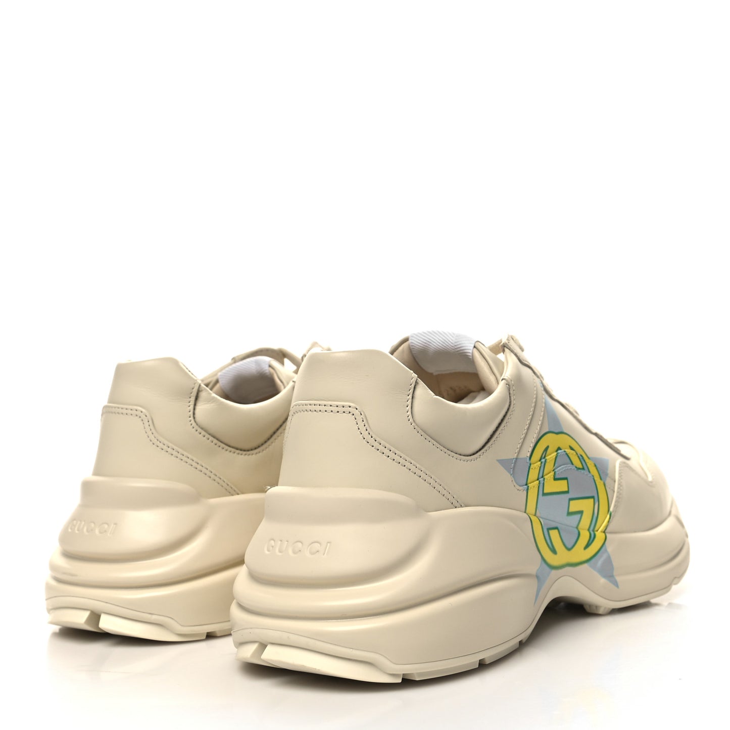 Apollo Calfskin Star Interlocking G Mens Rhyton Sneakers 9 Ivoire