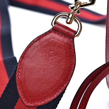 Gucci Suede Calfskin Web Small Ophidia Top Handle Shoulder Bag New Blue Romantic Cherry 10 of 10