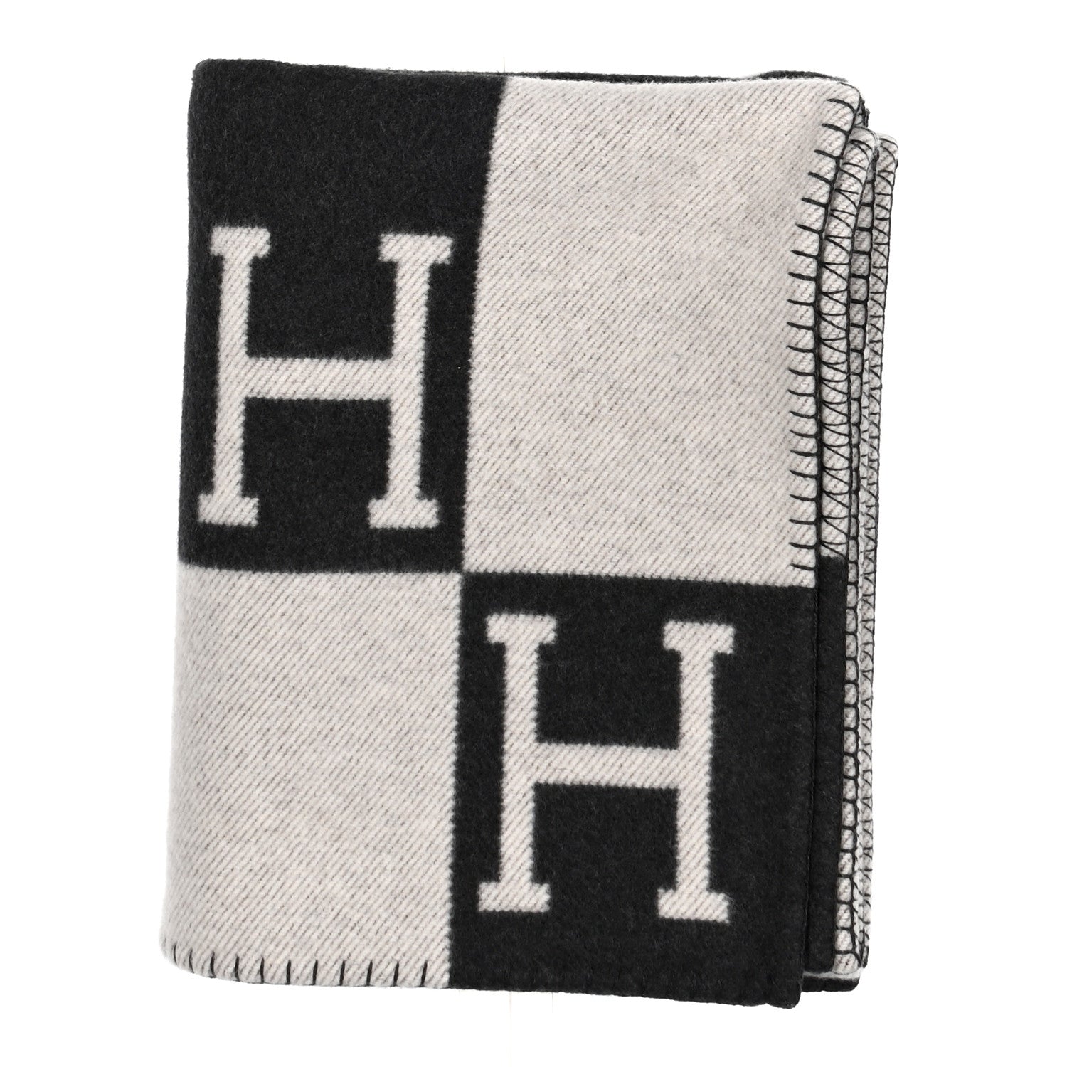 Hermes Wool Cashmere Avalon Blanket Ecru Gris Fonce 1 of 3