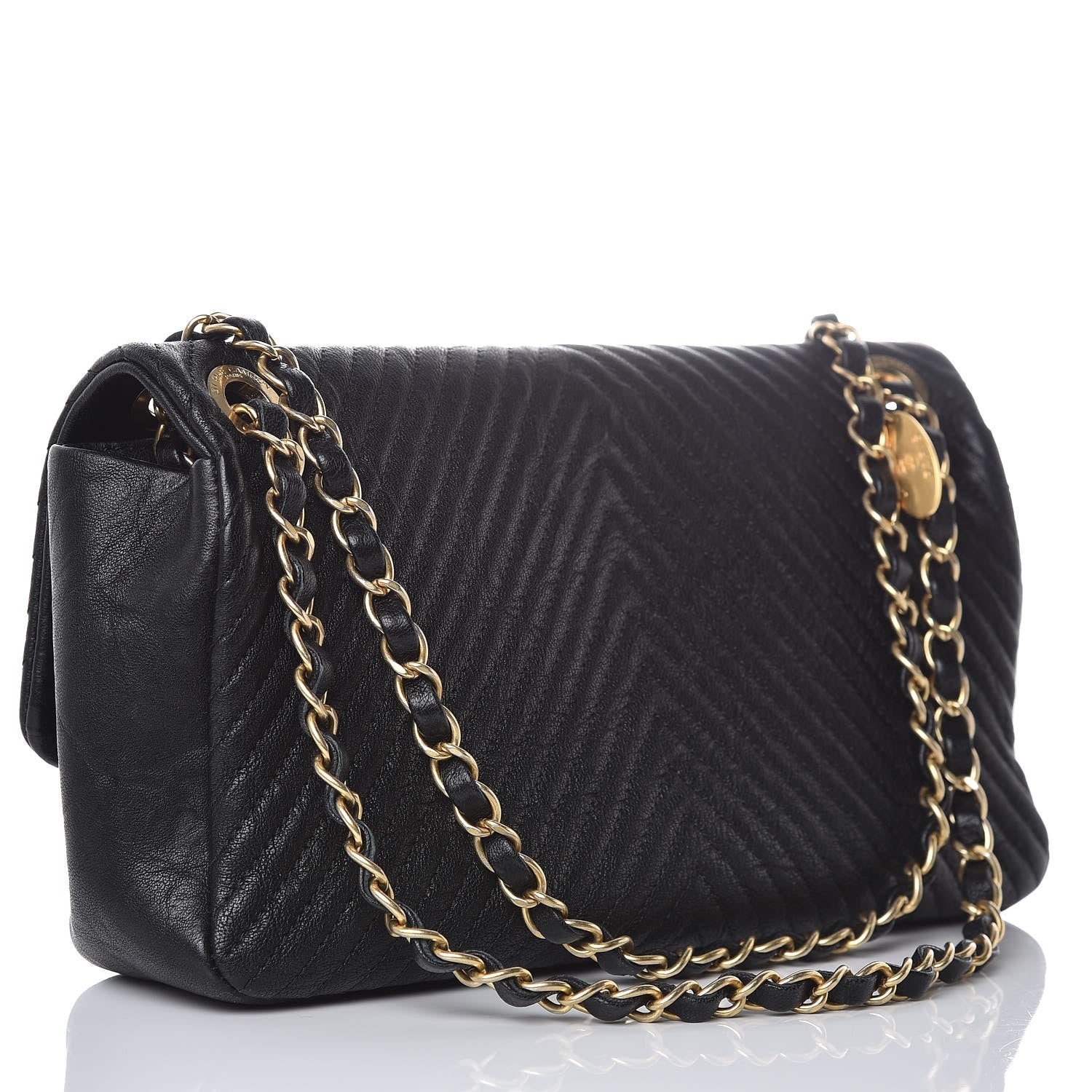 Chanel Calfskin Chevron Quilted Medium Surpique Flap Black 3 of 6