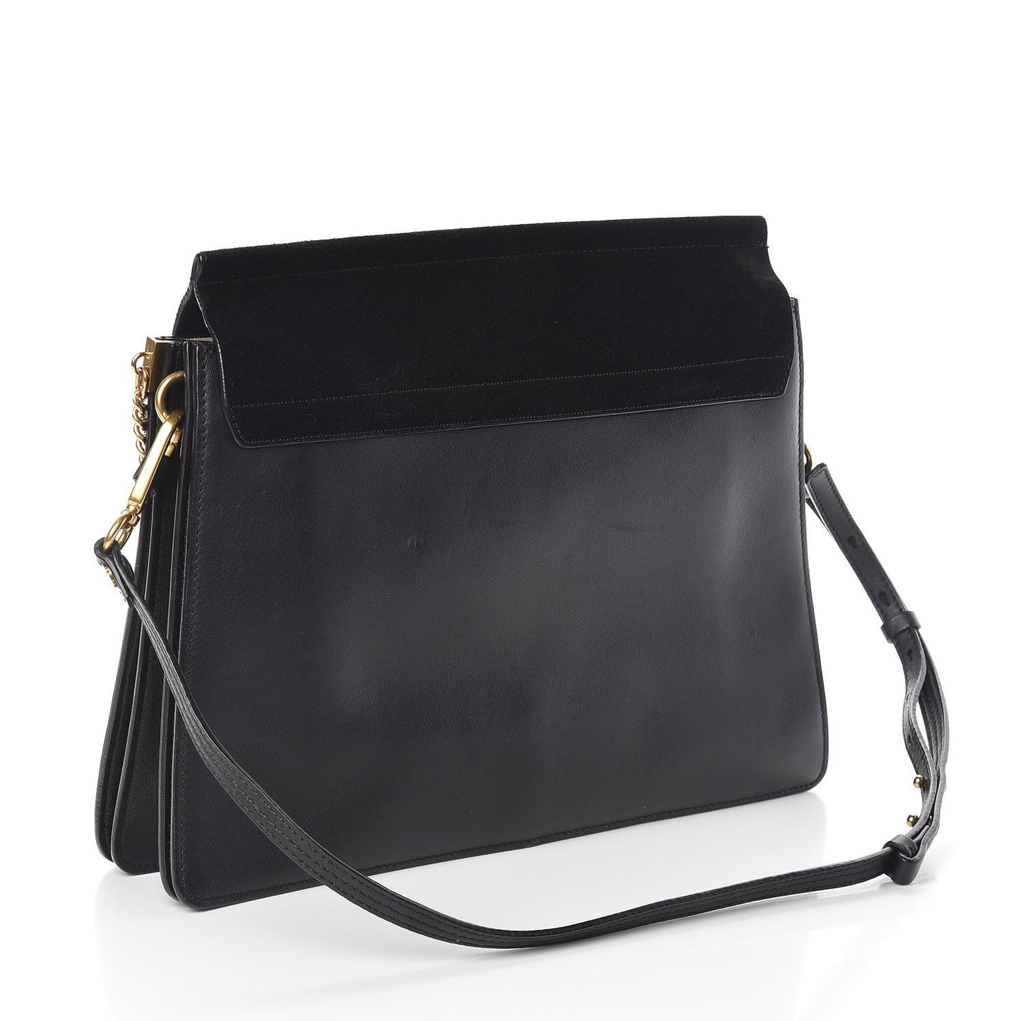Calfskin Suede Studded Medium Faye Shoulder Bag Black