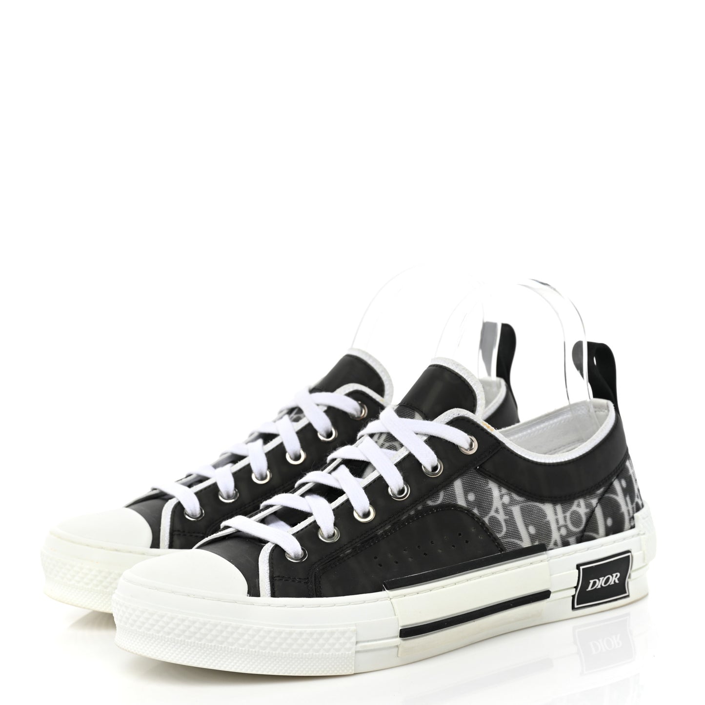 Technical Canvas Mesh Oblique Printed Mens B23 Low Top Sneakers 40 Black White