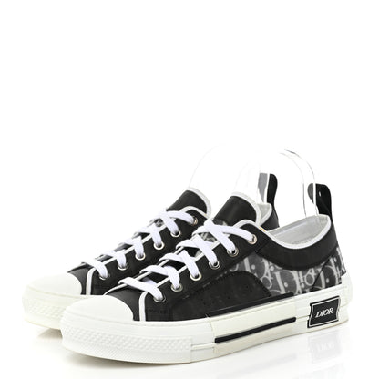 Christian Dior Technical Canvas Mesh Oblique Printed Mens B23 Low Top Sneakers 40 Black White 3 of 10