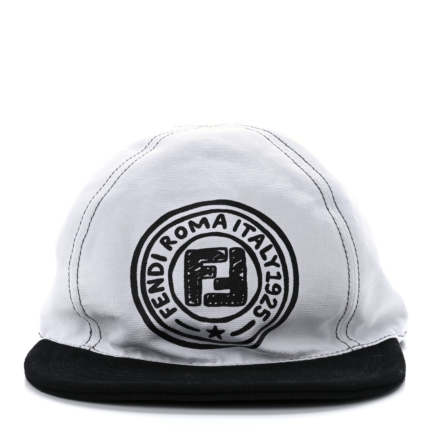 Fendi X JOSHUA VIDES Canvas Reversible Baseball Hat White Black 3 of 13