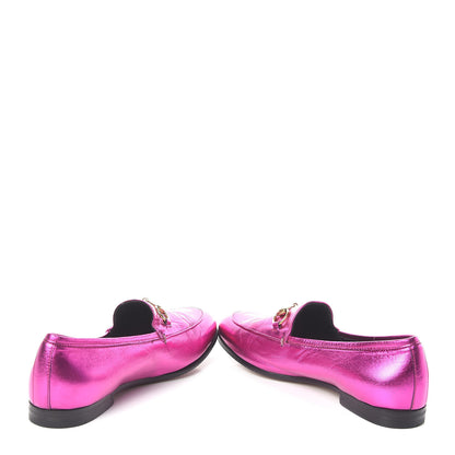 Gucci Metallic Nappa Womens Jordaan Loafers 35.5 Fuxia 11 of 12