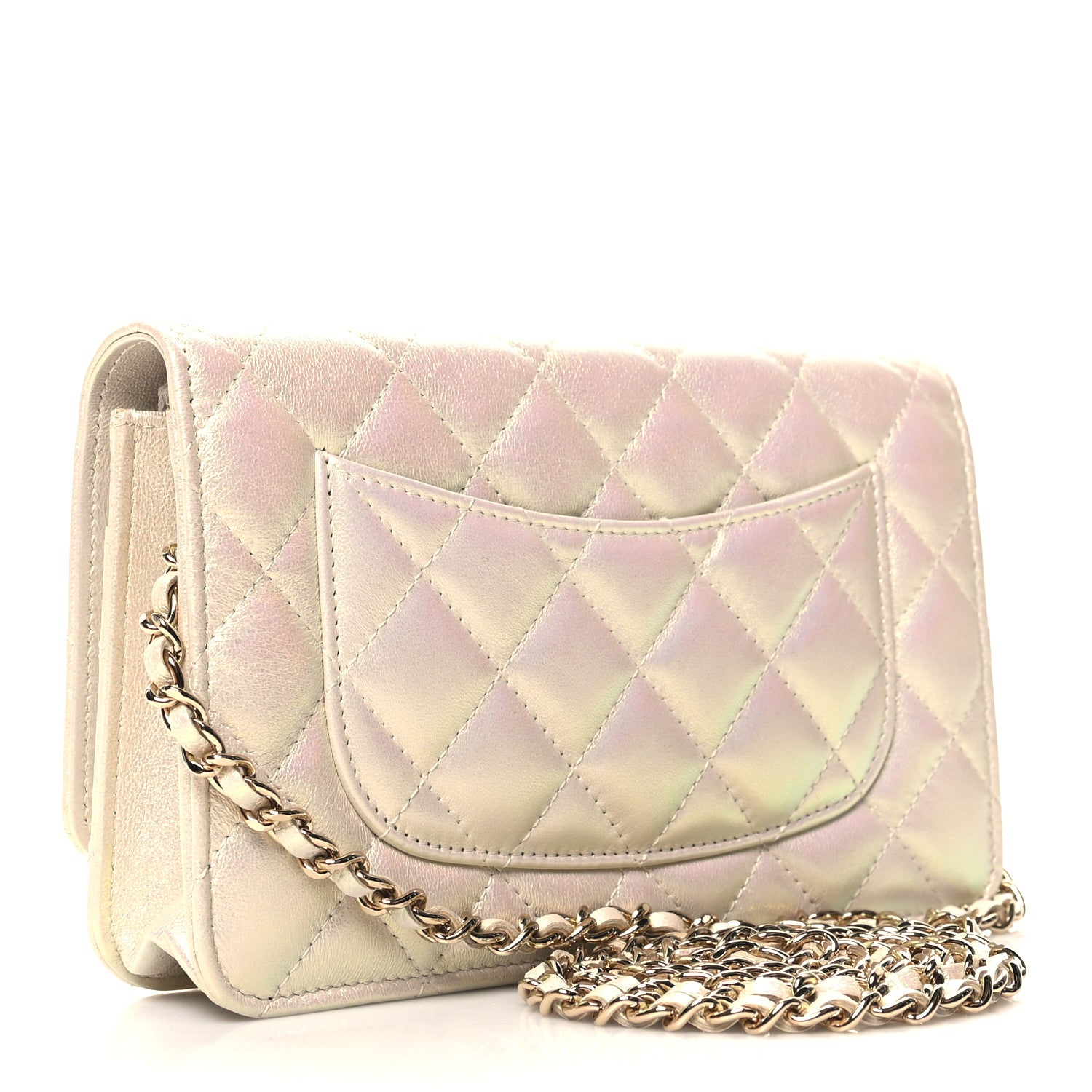Chanel Iridescent Lambskin Quilted Wallet On Chain WOC Ivory 3 of 12
