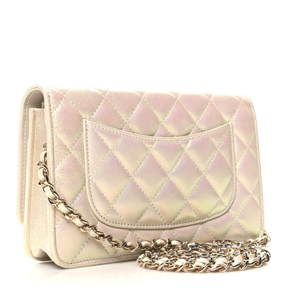 Chanel Iridescent Lambskin Quilted Wallet On Chain WOC Ivory 3 of 12