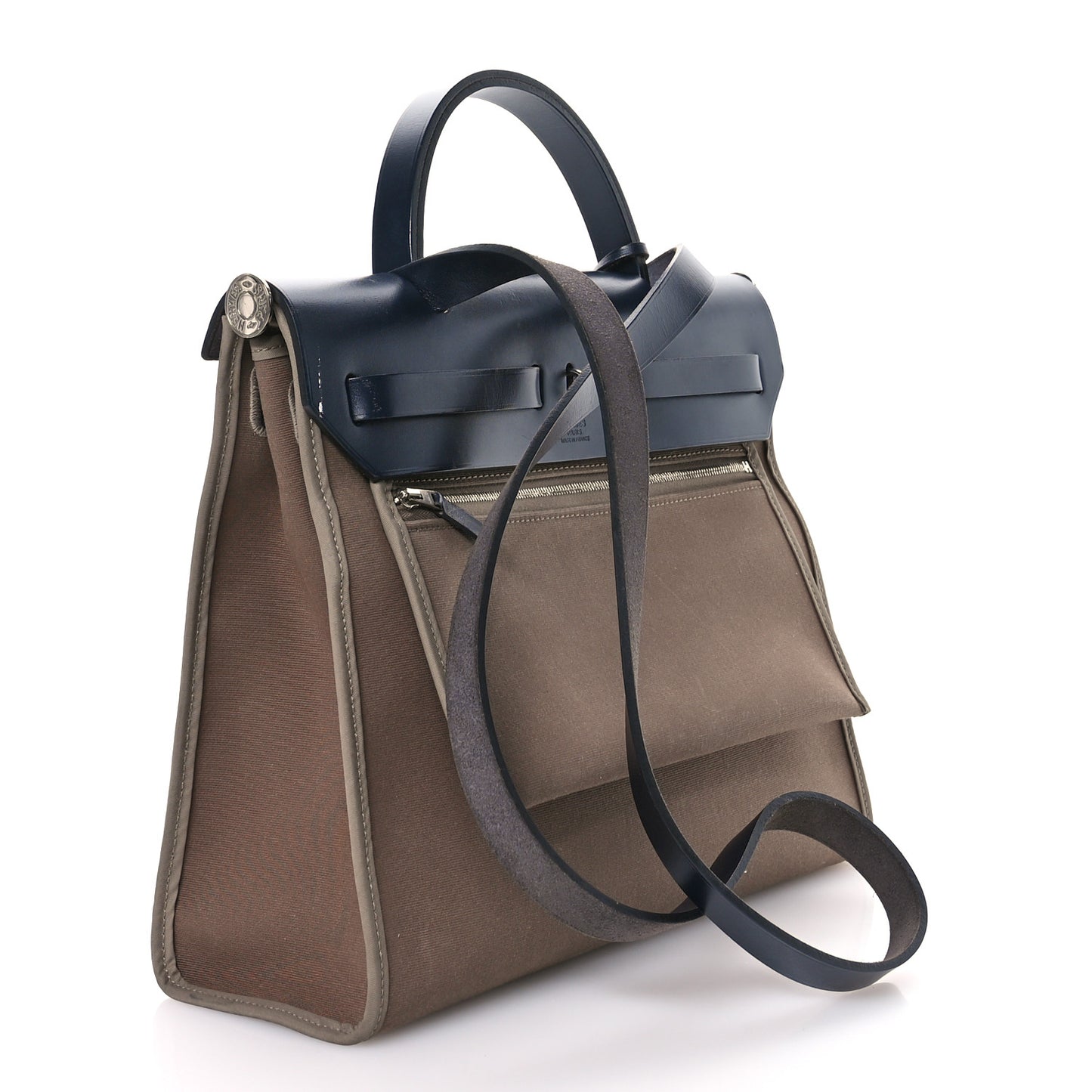 Toile Officier Vache Hunter Herbag Zip 31 PM Etoupe Bleu Indigo