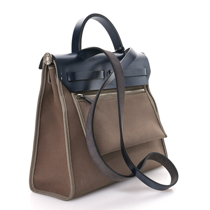 Hermes Toile Officier Vache Hunter Herbag Zip 31 PM Etoupe Bleu Indigo 4 of 11