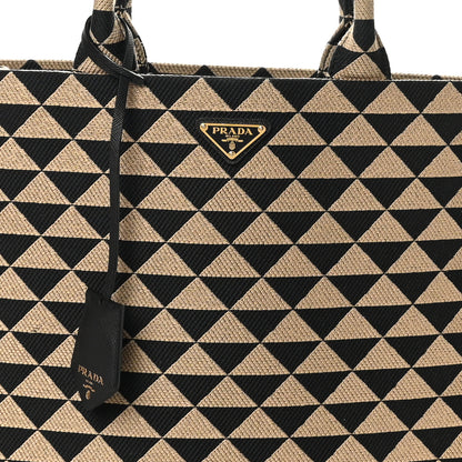 Prada Jacquard Saffiano Triangolo Symbole Embroidered Large Tote Black Corda 7 of 9