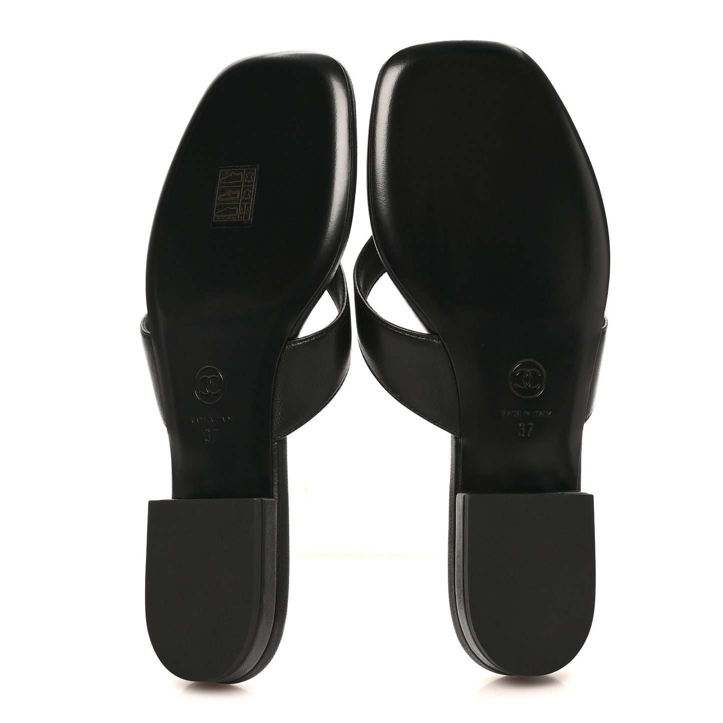 Lambskin CC Thong Sandals 37 Black