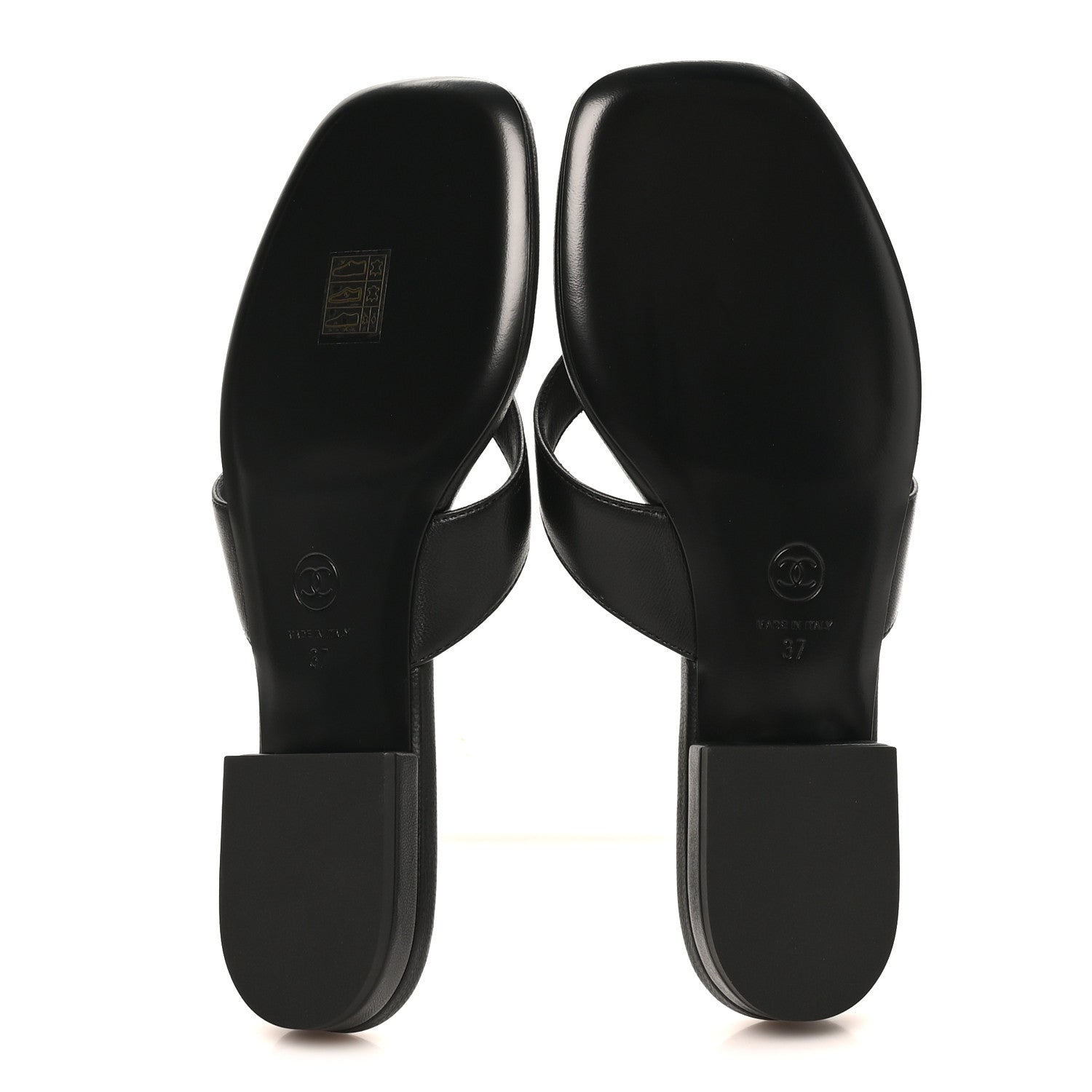 Chanel Lambskin CC Thong Sandals 37 Black 6 of 9