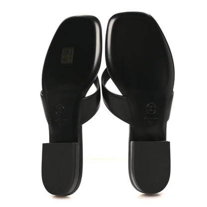 Chanel Lambskin CC Thong Sandals 37 Black 6 of 9