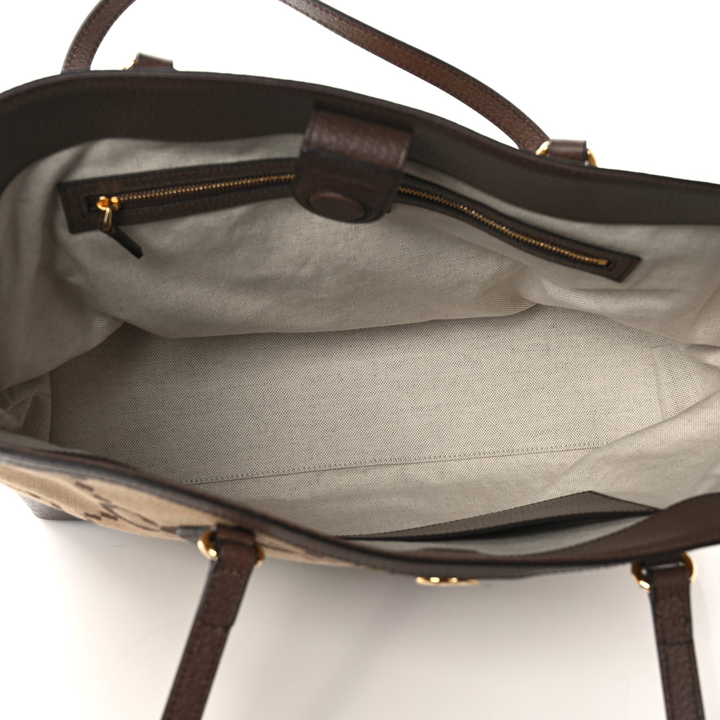 Monogram Jumbo GG Textured Dollar Calfskin Web Medium Ophidia Shopping Tote Camel Ebony