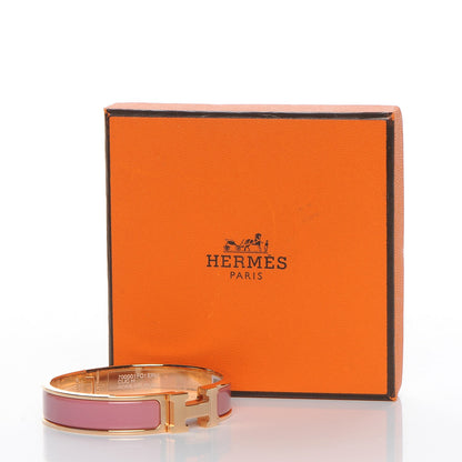 Hermes Enamel Narrow Clic Clac H Bracelet PM Rose Velours 5 of 5