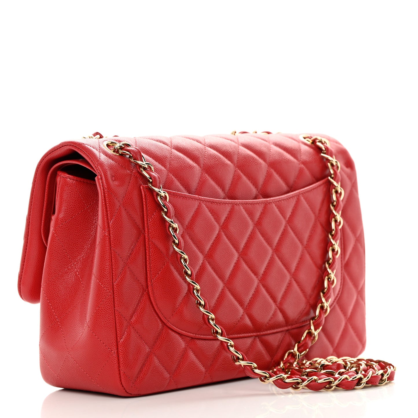 Caviar Quilted Jumbo Double Flap Red