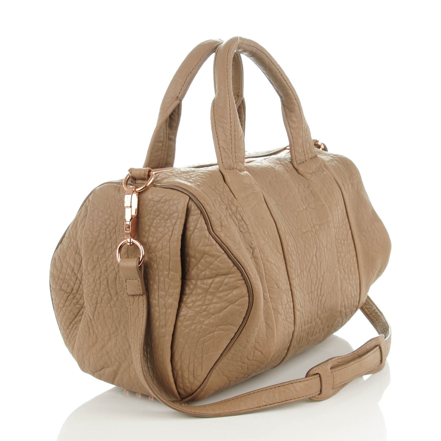 Pebbled Lambskin Rocco Latte Rose Gold Hardware