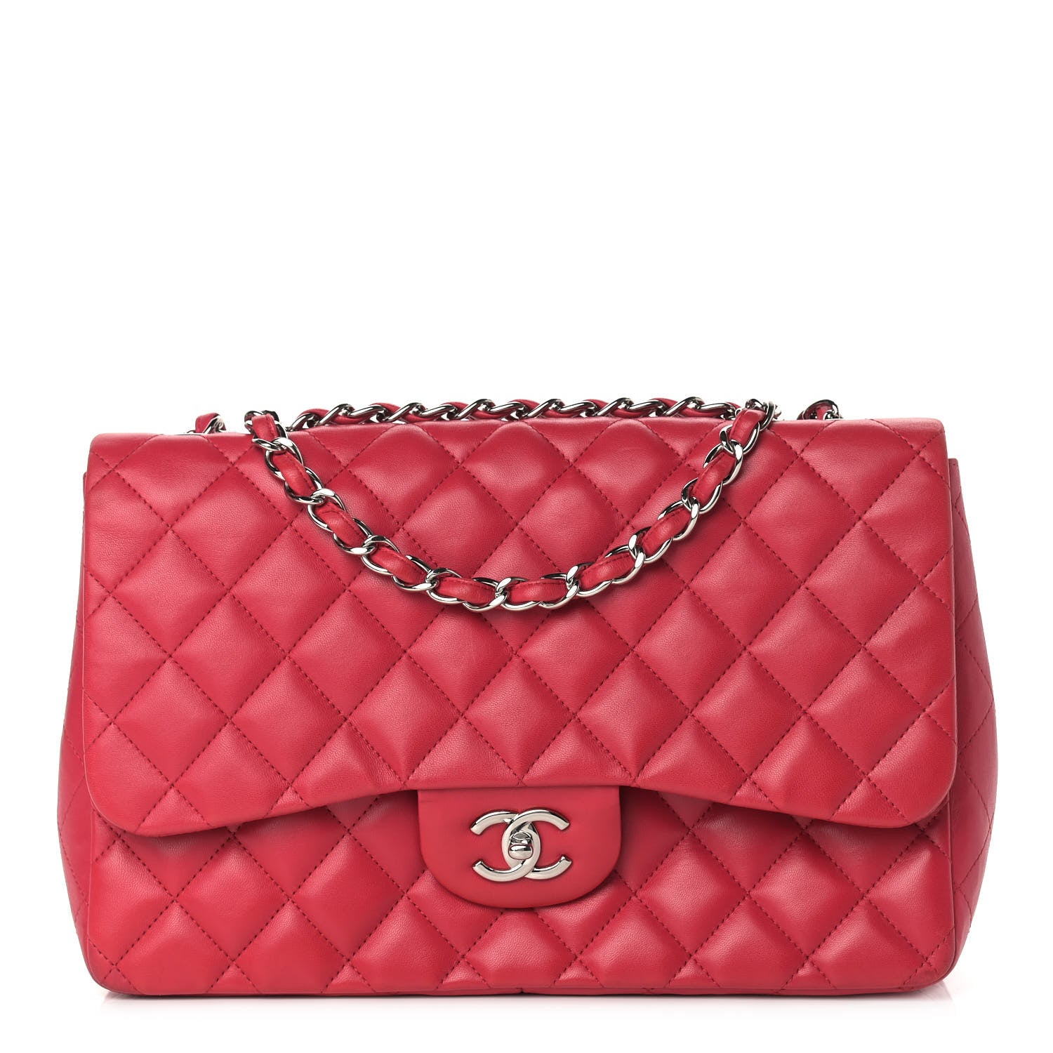 Chanel Lambskin Quilted Jumbo Single Flap Dark Pink 1 of 12