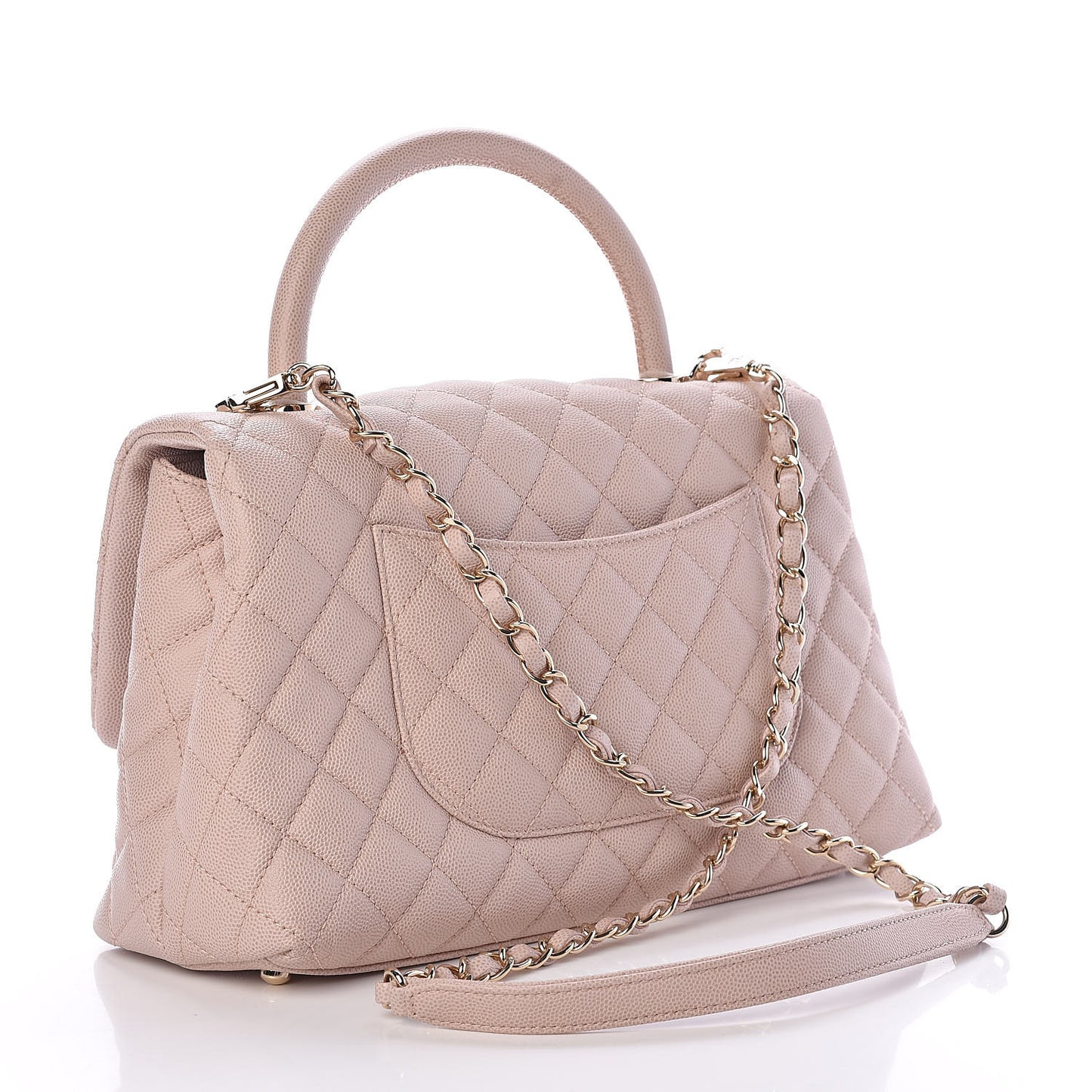 Caviar Quilted Small Coco Handle Flap Light Pink
