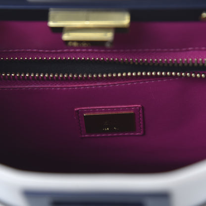 Fendi Vitello Seta Shiny Nappa Medium Peekaboo Iconic Satchel Grigio Polvere Magenta 9 of 9
