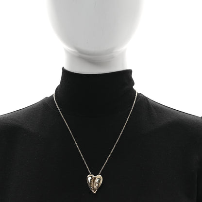 Saint Laurent Metal Cowrie Shell Heart Necklace Gold 2 of 4