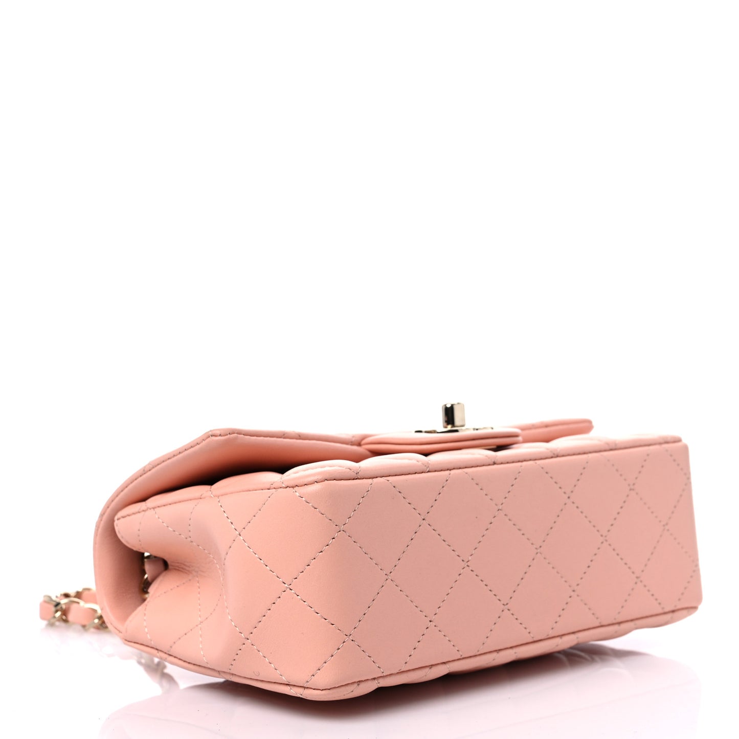 Lambskin Quilted Mini Rectangular Flap Light Pink