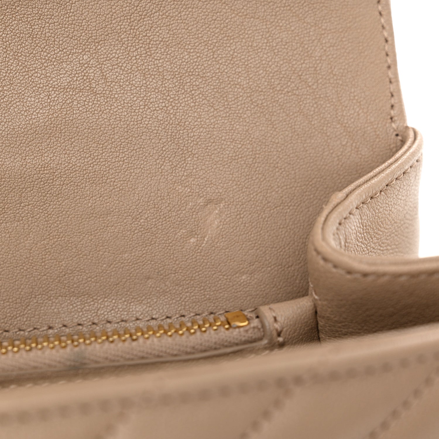 Saint Laurent Sheepskin Matelasse Chevron Monogram Medium College Bag Dark Beige 11 of 13