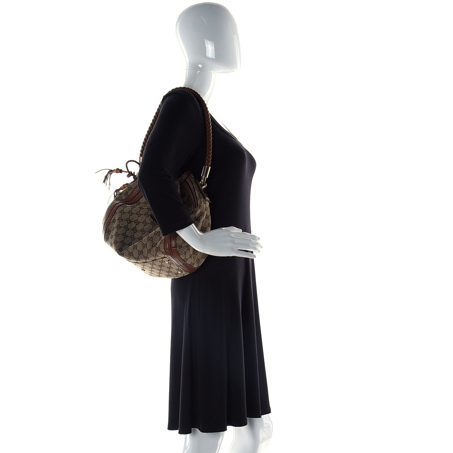 Gucci Monogram Cellarius Calfskin Medium Bella Hobo Beige Ebony Cuir 2 of 16