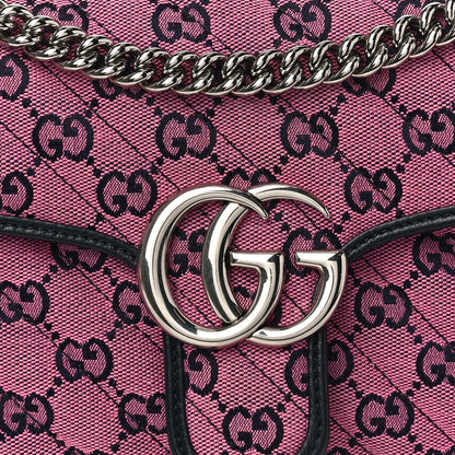 Gucci Monogram Multicolor Matelasse Diagonal Small GG Marmont Shoulder Bag Pink Blue 9 of 11