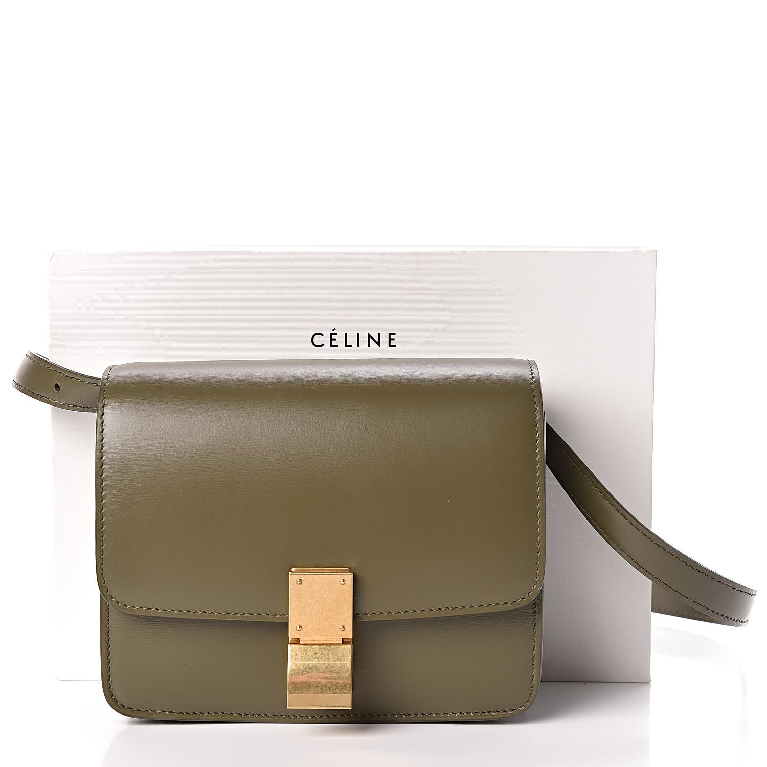 Celine Box Calfskin Small Classic Box Flap Bag Army Green 10 of 10