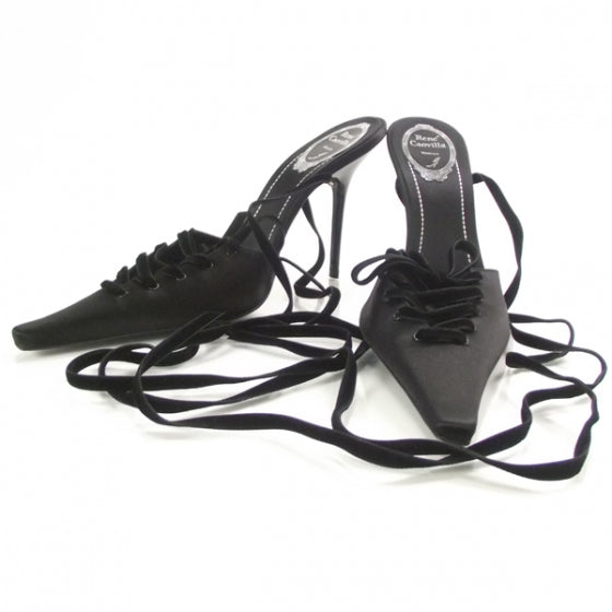RENECAOVILLASatinVelvetLaceUpHeels40Black