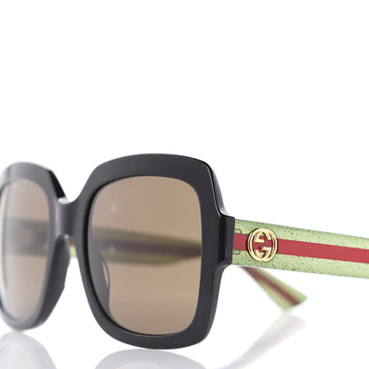 Gucci Oversize Square Web GG 0036S Sunglasses Black Green 7 of 8